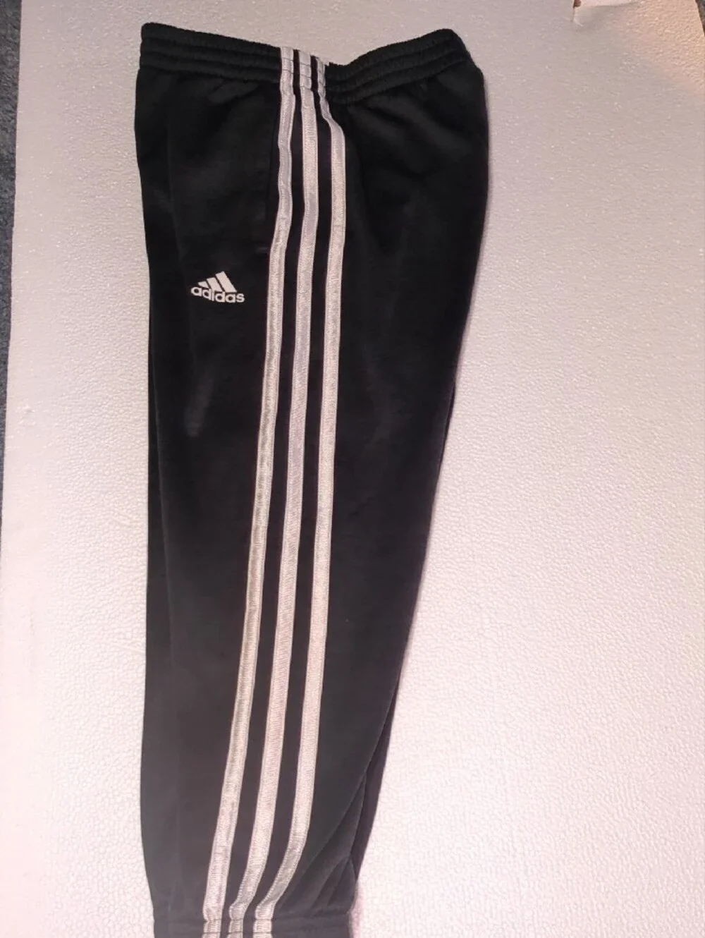 Adidas Kids Black Track Pants with White Three-Stripes 6T